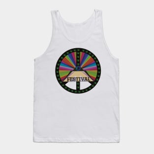 Music Festival Peace Symbol with Drum kit overlay Tank Top